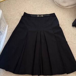Horsebit Navy Pleated Skirt